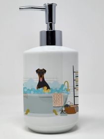 Natural Ear Black and Tan Doberman Pinscher Ceramic Soap Dispenser Hand Soap Dispenser Pump Bottles for Bathroom Kitchen