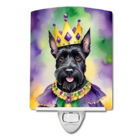 NEW Scottish Terrier King of Mardi Gras Ceramic Night Light Compact, UL-Certified, Ideal for Bedroom, Bathroom, Nursery, Hallway, Kitchen, 6x4x3