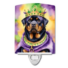 NEW Rottweiler King of Mardi Gras Ceramic Night Light Compact, UL-Certified, Ideal for Bedroom, Bathroom, Nursery, Hallway, Kitchen, 6x4x3, Multi