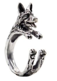 Doberman Retro Adjustable Ring (Color: Ancient silver)