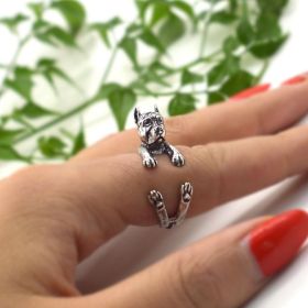 Doberman Retro Adjustable Ring (Color: Silver)